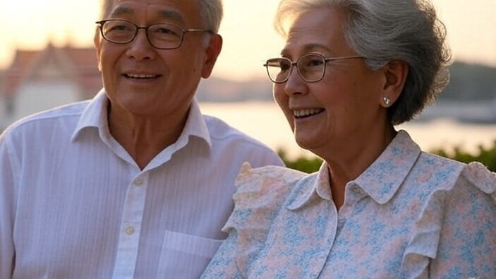 A senior couple in Bangkok.